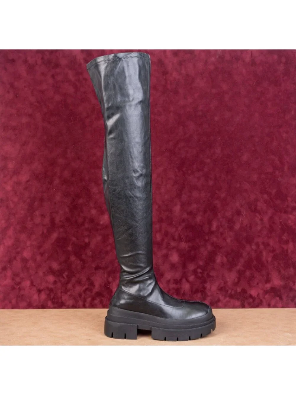 Topshop Women Tyso Vegan Leather OTK Festival Party Platform Boots sz 8US EUR38
